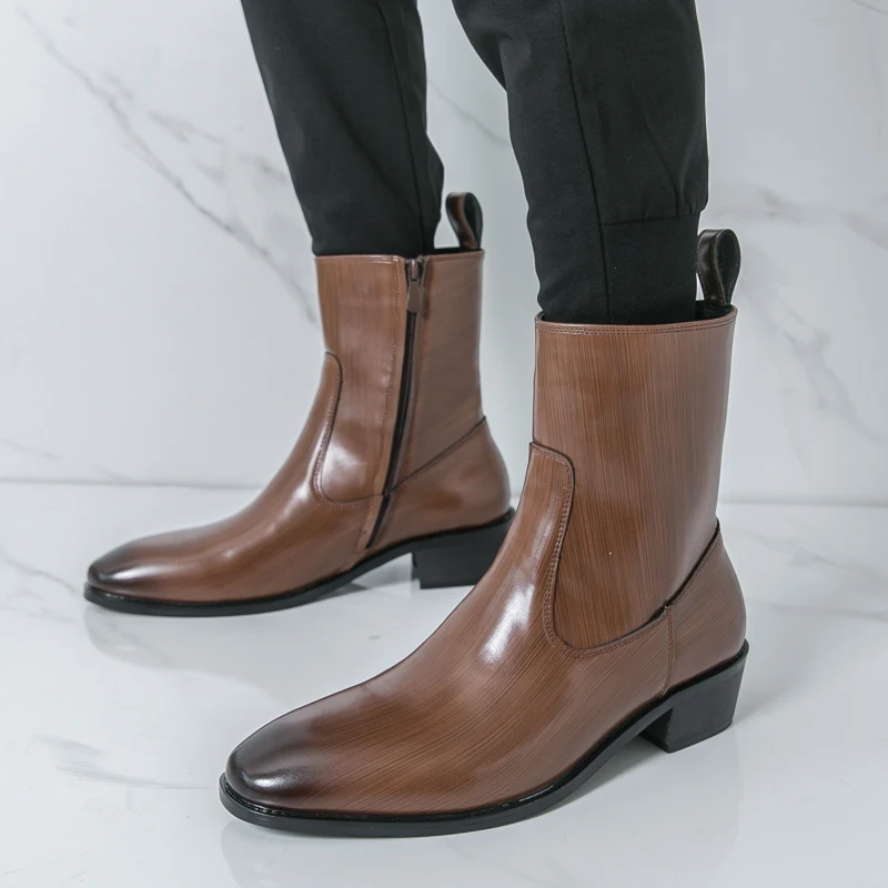 Men Shoes Classic - クラシックで快適なアンクルブーツ、ボタスファッション、メンズカジュアルレザーチェルシーブーツ、新デザイン、ハイカットシューズ、ポインテッドトゥ、ビジネスシューズ
