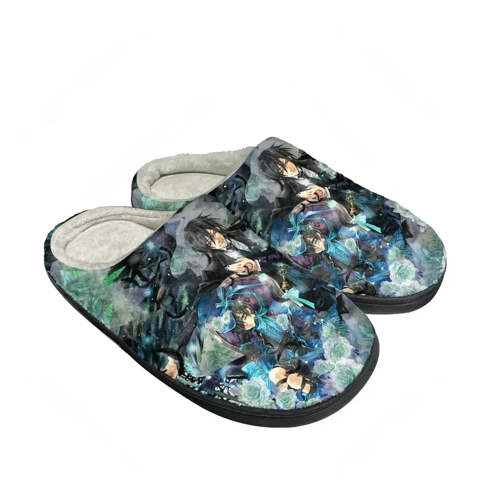 Men Shoes Black - 漫画ファッション綿カスタムスリッパメンズレディースティーンエイジャーぬいぐるみカジュアル保温靴サーマル黒執事快適なスリッパ
