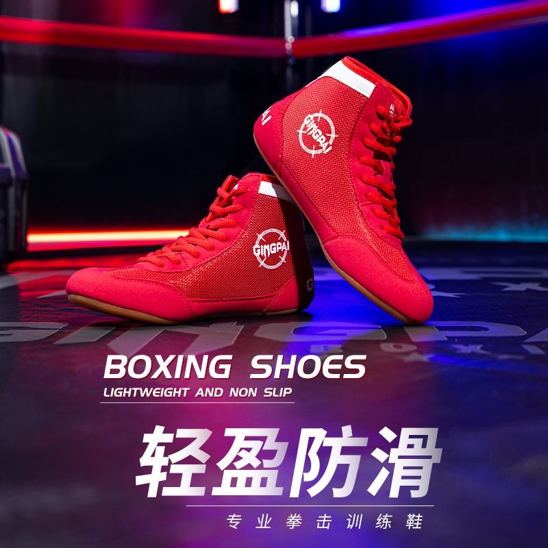 Men'S Shoes Vs Women'S Size - 男性女性用プロボクシングシューズ レッドピンク レスリングシューズ カップル用 メッシュ通気性 ファイティングシューズ