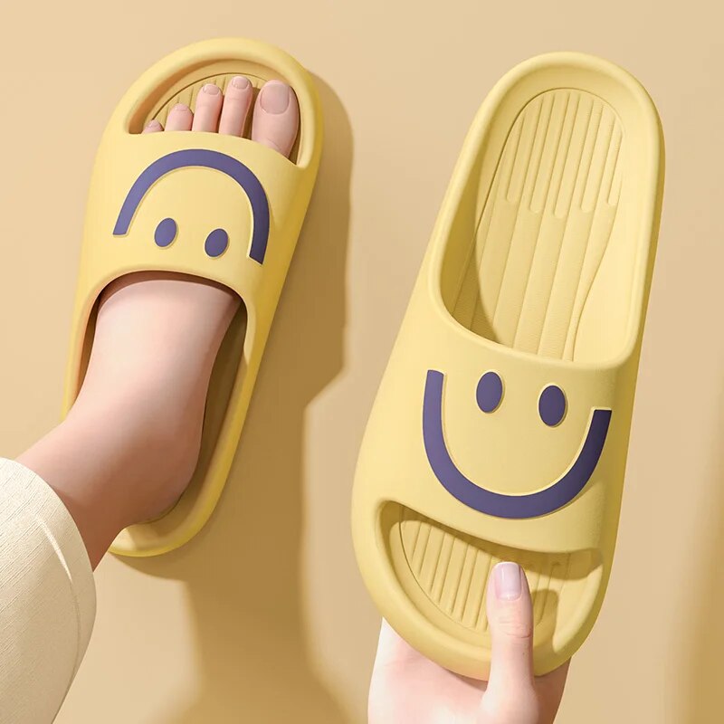 Men'S Shoes Non Slip - スマイリーフェイス クラウドスリッパ 男女兼用 厚底 プラットフォーム ソフトスライド