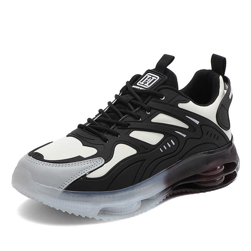 Men Shoes Black - 本革ロードスケートボード織りメンズシューズスニーカーオールブラックスニーカースポーツプリティファッションマンエクササイズメーカー
