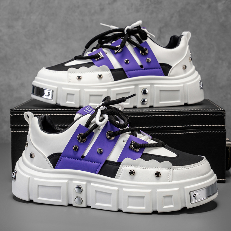 Men Shoes Must Have - サイバーパンクメタル装飾厚底スニーカー、男性の必需品トレンドフットウェア、スタイリッシュなストリートウェアシューズ、ファッショニスタに最適