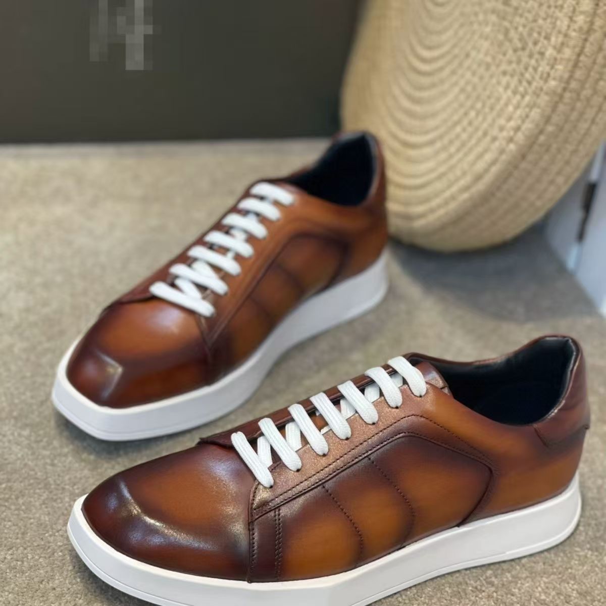 Men Shoes Eu To Us - 特大サイズ 本革 牛革 メンズシューズ ウォーキングスニーカー EU