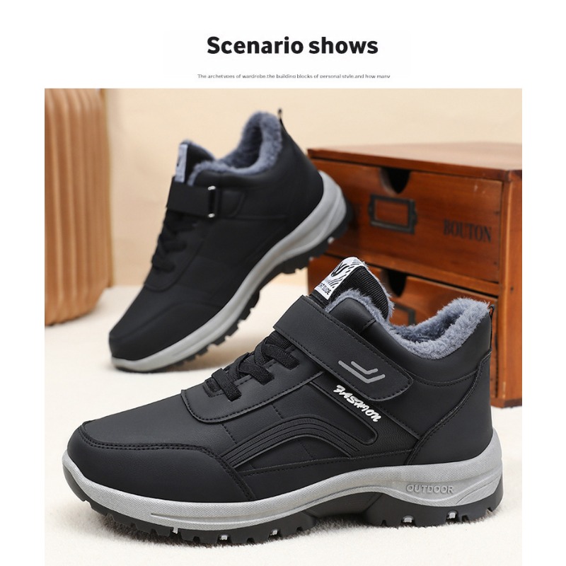 Men'S Shoes Cole Haan - 2026 スノーブーツ男性用カジュアル冬靴プラットフォームノンスリップ暖かい毛皮アンクルブーツ豪華な戦闘屋外ハイキングオートバイブーツ