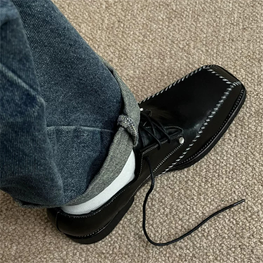 Men Shoes For Wedding - メンズダービーシューズ ブリティッシュスタイル スクエアトゥ 通勤 ハイカット カジュアル