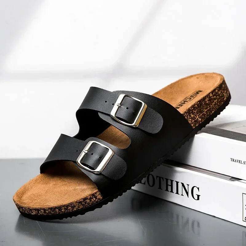 Men Shoes Classic - ファッションクラシックユニセックススリッパ快適な夏のコルク靴男性用アウトドアサンダルマイクロファイバー男性用プラスサイズ 36-46