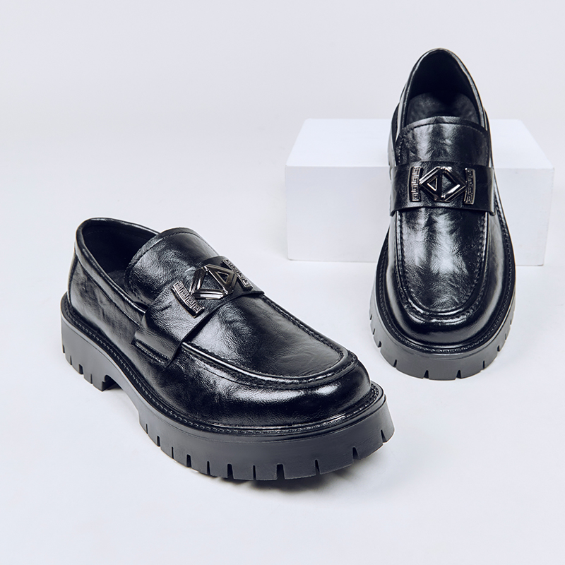 Men Shoes For Wedding - 5 センチメートル身長増加男性オックスフォードシューズ革プラットフォームカジュアル快適なフォーマルローファー厚底ビジネスオフィスドレスシューズ