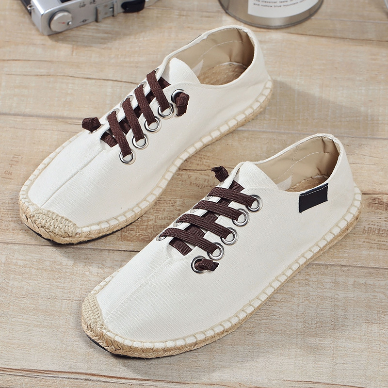 Men Shoes Black - 春夏布靴クールストリートスタイルフラットメンズカジュアル通気性プラスサイズ 45 ベージュブラックブルー D3410
