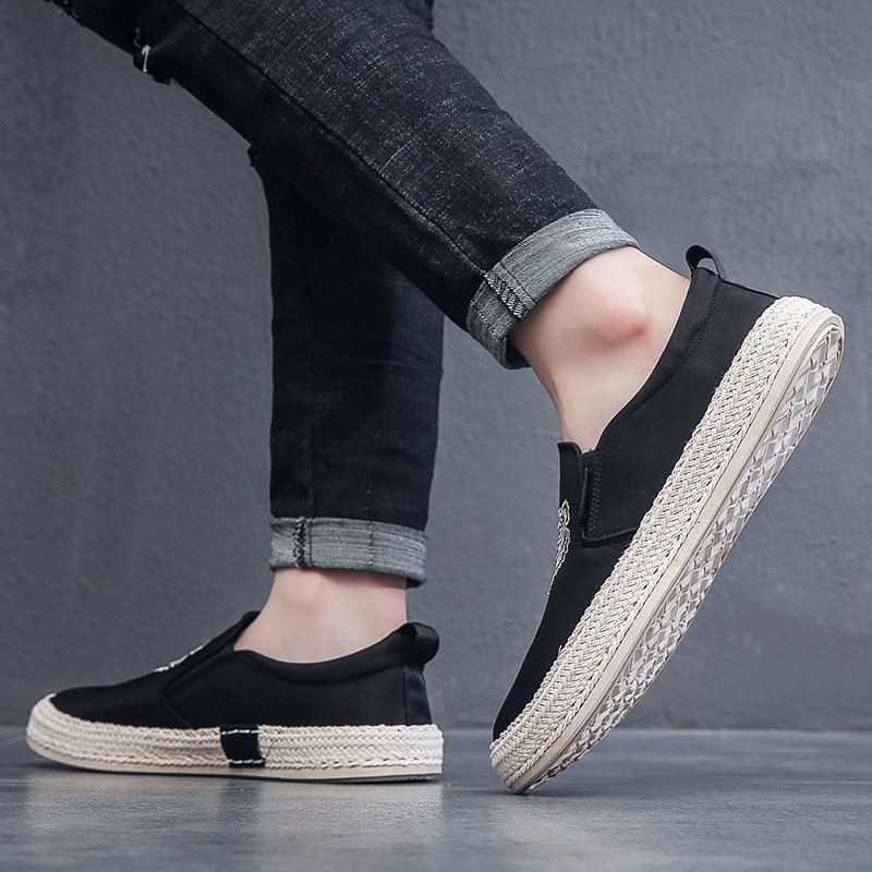 黒通気性の靴男性のための高級ローファーエスパドリーユデザイナ - Men Shoes Black のレビューと価格