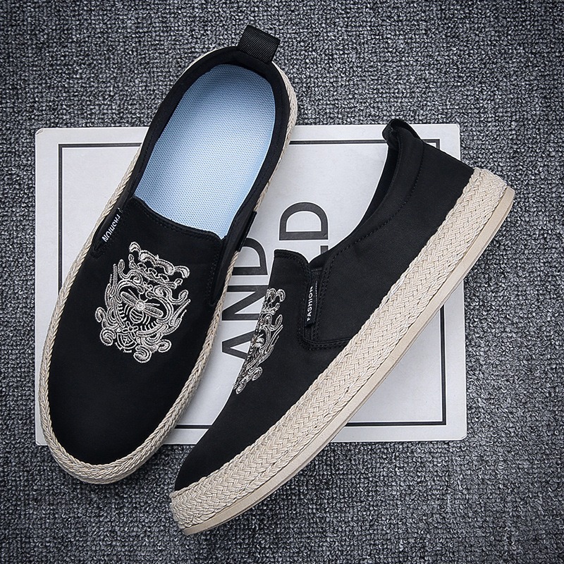 黒通気性の靴男性のための高級ローファーエスパドリーユデザイナ - Men Shoes Black のレビューと価格