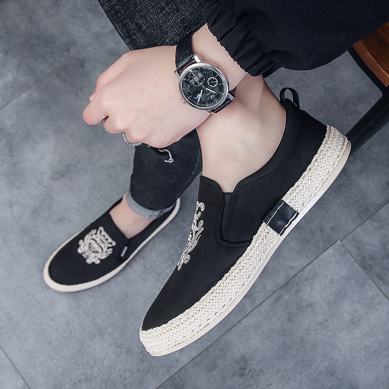 黒通気性の靴男性のための高級ローファーエスパドリーユデザイナ - Men Shoes Black のレビューと価格