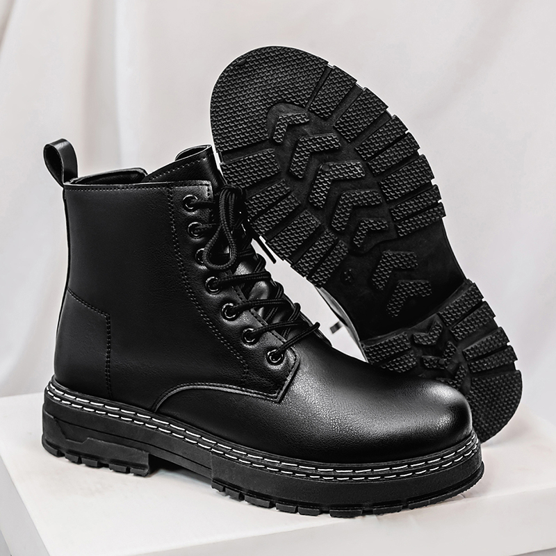 メンズ4シーズン対応ブラックパテントレザーバイクブーツ -  - Men Shoes Classic のレビューと価格