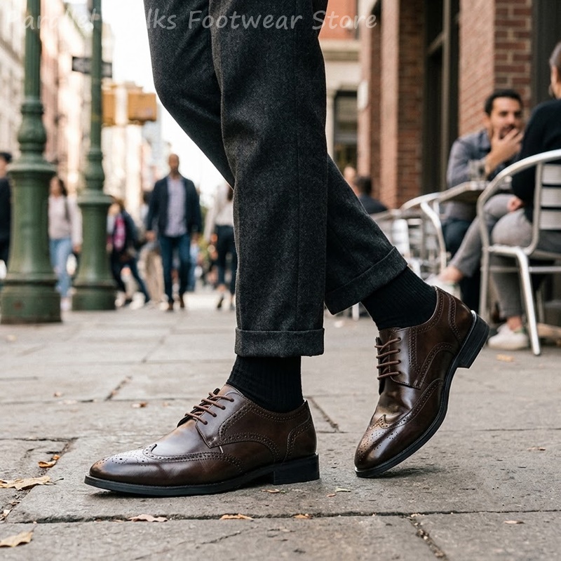 メンズブローグダービーシューズフォーマルウィングチップドレス - Men Shoes For Wedding のレビューと価格