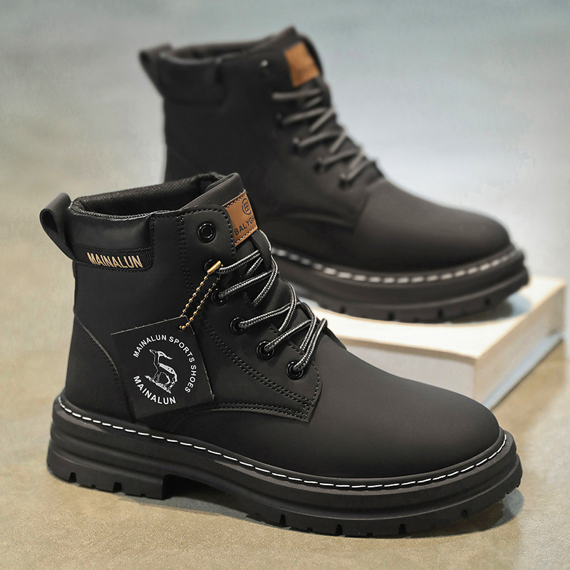 クラシックメンズハイカットブーツ高品質イエローレザーブーツフ - Men Shoes Classic のレビューと価格