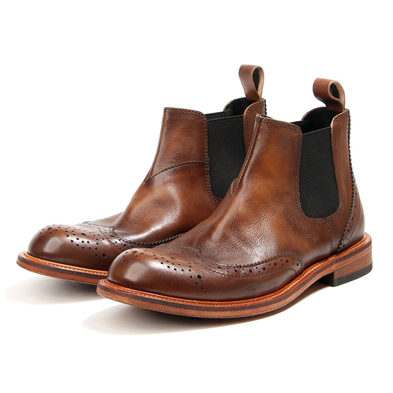 新しい手作り男性ヴィンテージ英国アンクルブーツ秋春ツーリング - Men Shoes For Wedding のレビューと価格