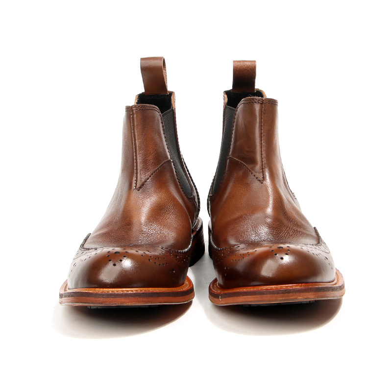 新しい手作り男性ヴィンテージ英国アンクルブーツ秋春ツーリング - Men Shoes For Wedding のレビューと価格