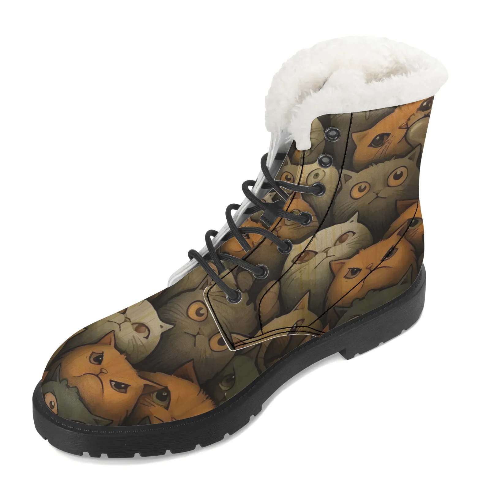 かわいい猫柄プリントのプラッシュスノーブーツ、男女兼用ティー - Men Shoes Eu To Us Size のレビューと価格