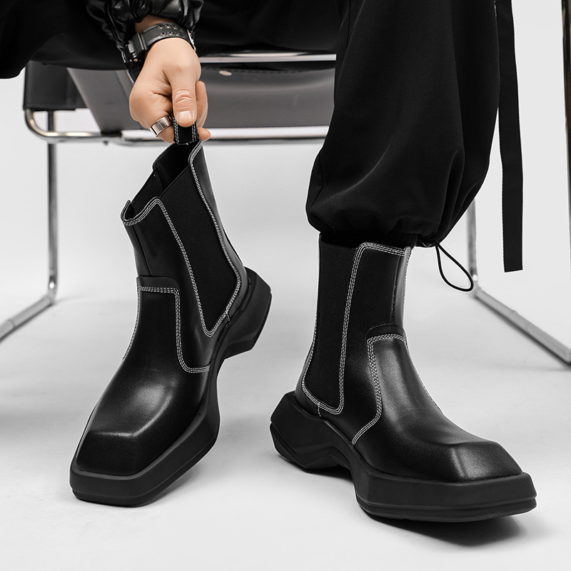 メンズファッションチェルシーブーツブランドデザイナースクエア - Men Shoes White Colour のレビューと価格