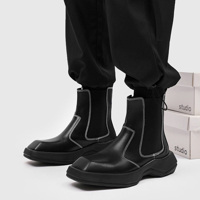 メンズファッションチェルシーブーツブランドデザイナースクエア - Men Shoes White Colour のレビューと価格