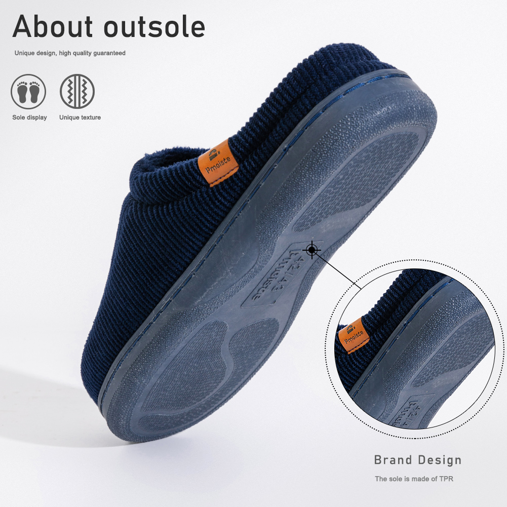 冬用メンズスリッパ TPRソール 滑り止めストライプデザイン - Men'S Shoes With Memory Foam のレビューと価格
