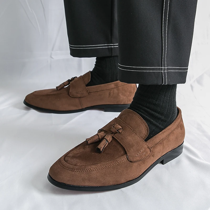 メンズタッセルローファー快適なスエードの靴男性革ローヒール結 - Men Shoes H&M のレビューと価格