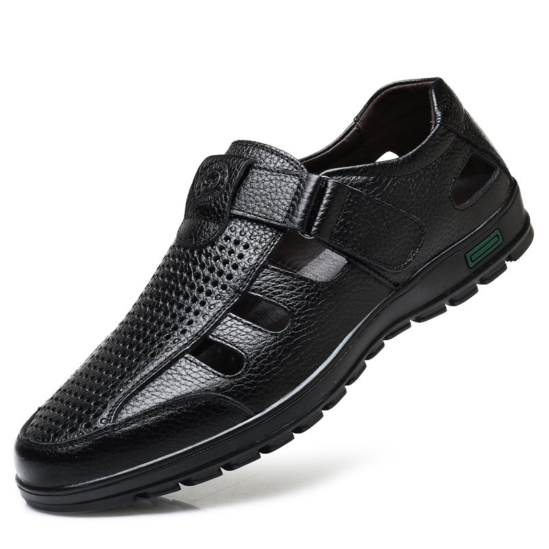 メンズ本革サンダル男性夏中空通気性革靴メンズカジュアルソフト - Men Shoes Eu To Us のレビューと価格