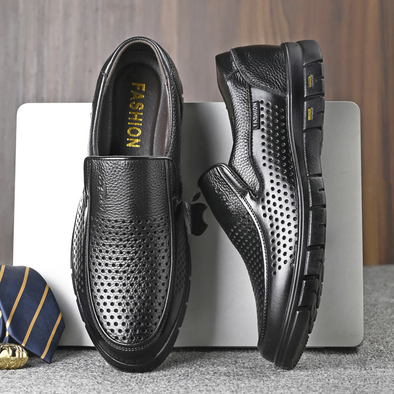 メンズ本革サンダル男性夏中空通気性革靴メンズカジュアルソフト - Men Shoes Eu To Us のレビューと価格