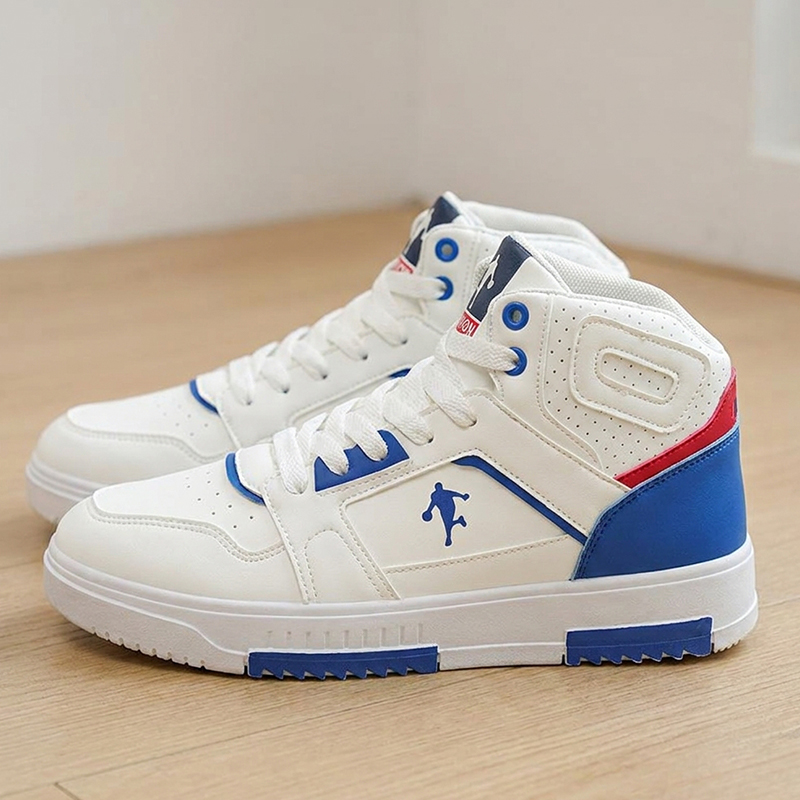 メンズ ホワイト ハイカット カラーブロック スニーカー、ス - Men Shoes White Colour のレビューと価格