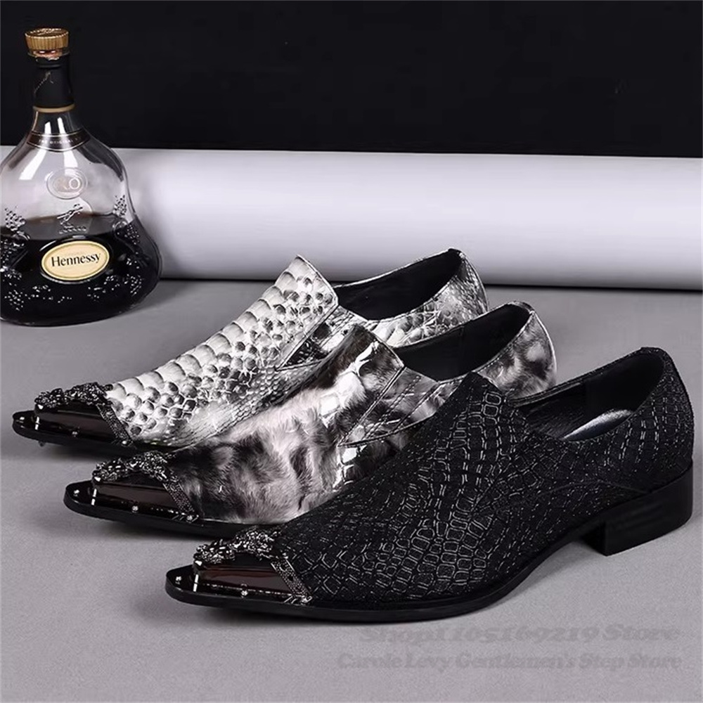 メタルポインテッドトゥメンズカジュアルレザーシューズバーステ - Men Shoes For Wedding のレビューと価格