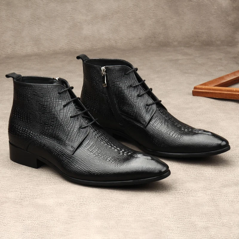 高級メンズ本革ブーツ クロコダイル柄 ハンドメイド 高品質  - Men Shoes For Wedding のレビューと価格